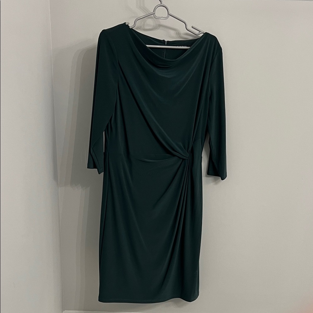 Lauren Ralph Lauren Elegant Dark Green Long Sleeve Dress